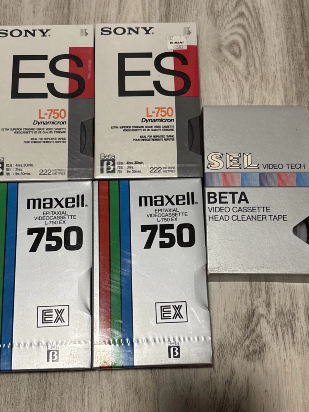 Sony Maxell Betamax L 750 Video Cassette Blank Sealed Lot 4 Tapes + Head Cleaner